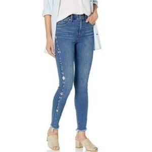 Lucky Brand Bridgette High Rise Ankle Skinny Jeans Embroidered Outseam